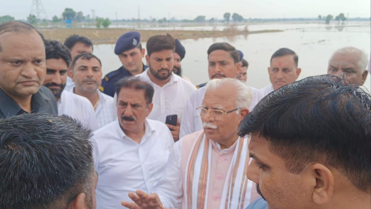 Haryana CM Manohar Lal visits flood affected areas in Kurukshetra