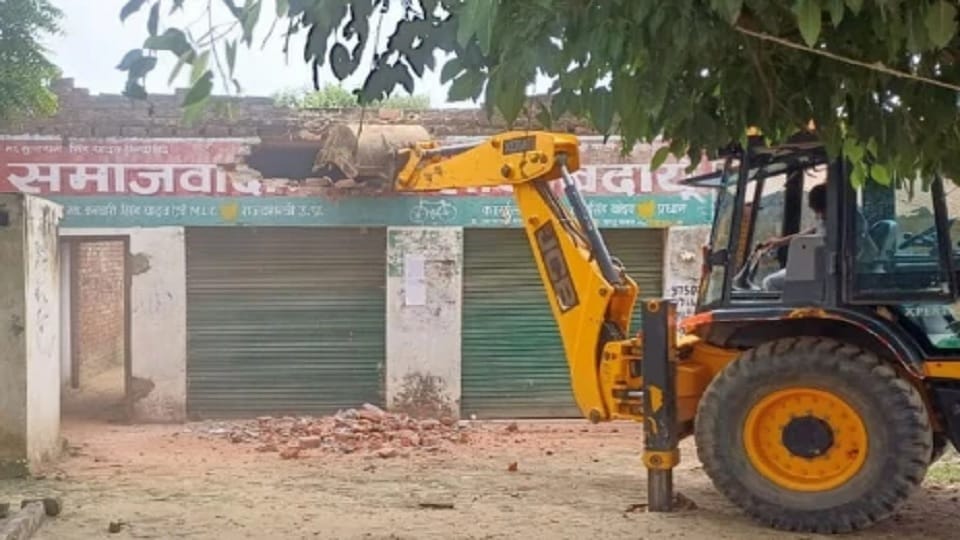 On orders of court in Budaun bulldozer ran on SP office