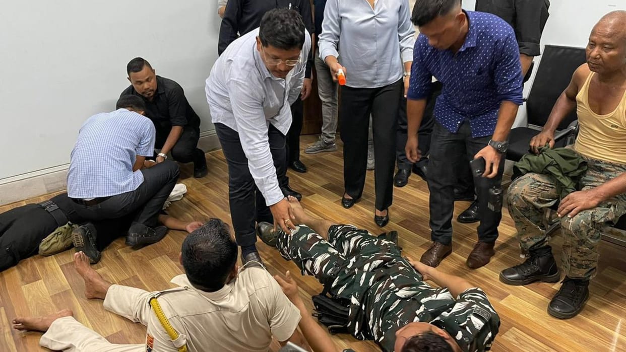 meghalaya cm conrad sangma office attacked in tura 18 arrest include bjp mahila morcha leaders
