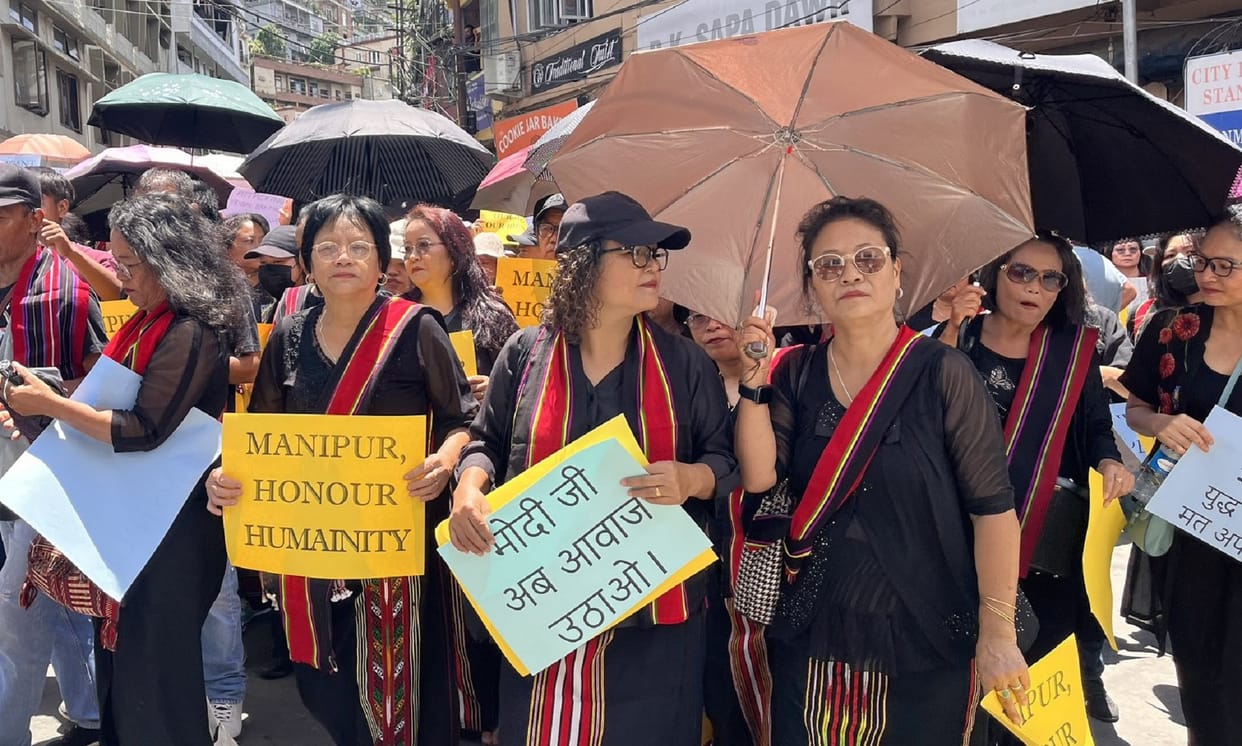 Mizoram: People come to the streets in Aizawl against ethnic violence in Manipur