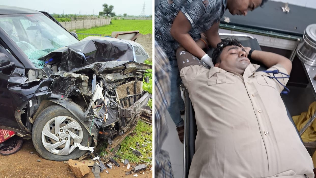 Three vehicles collided in Sitamau, three people including sub-inspector injured