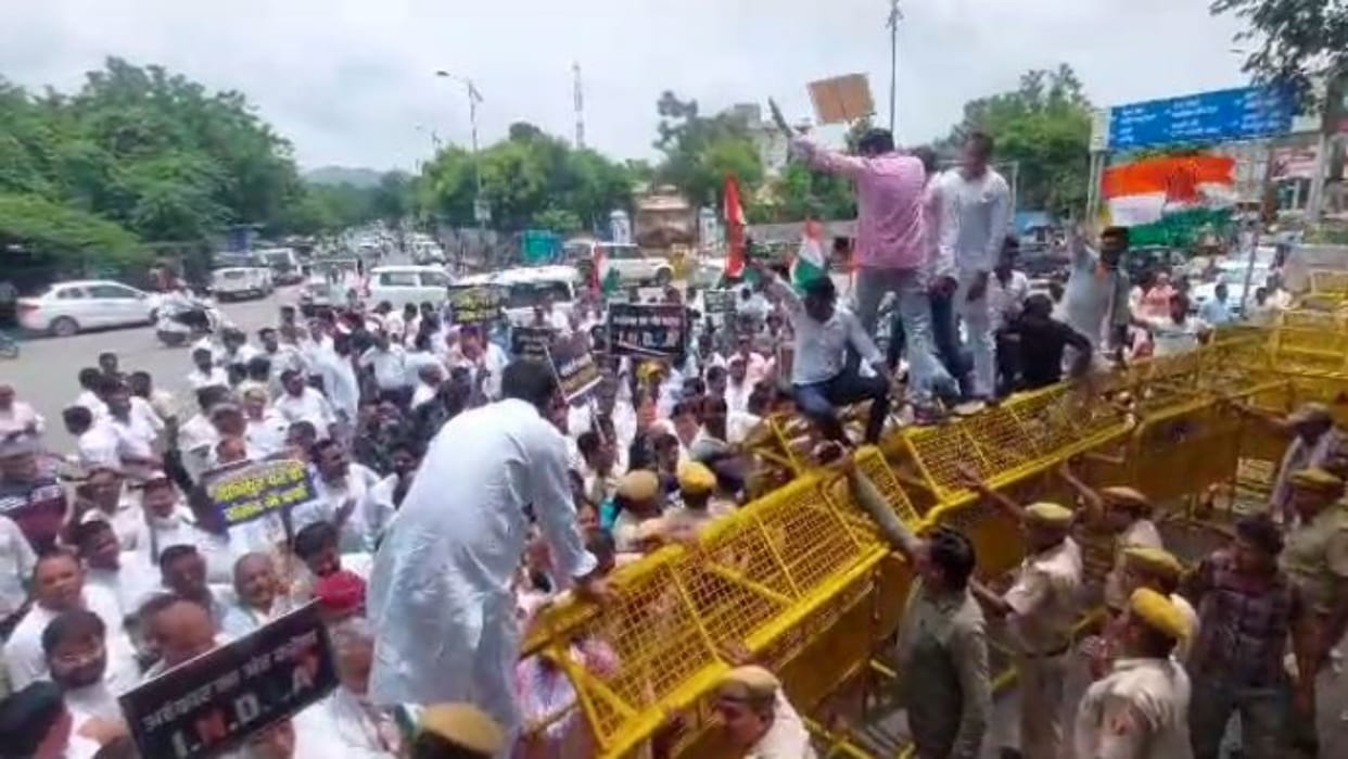 Protest Against Manipur Violence Congress foot march in Ajmer and Barmer demand President Rule