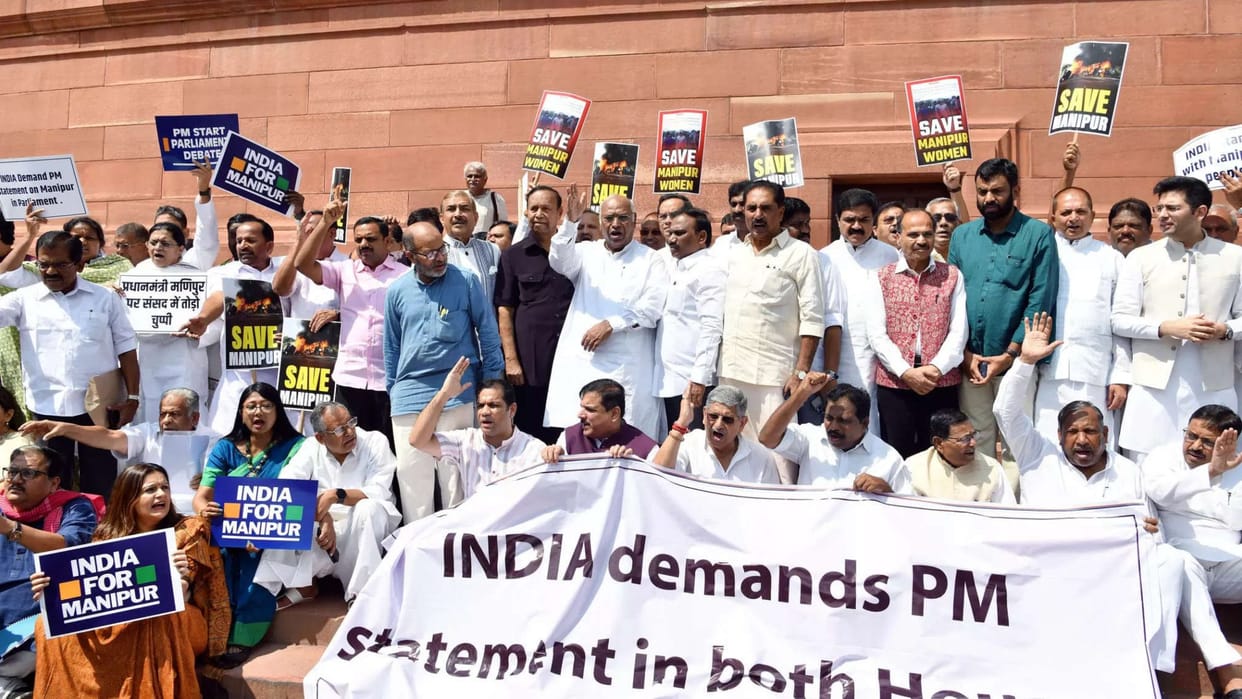 Opposition INDIA mp visit manipur on 30 july uproar in parliament demand pm modi statement