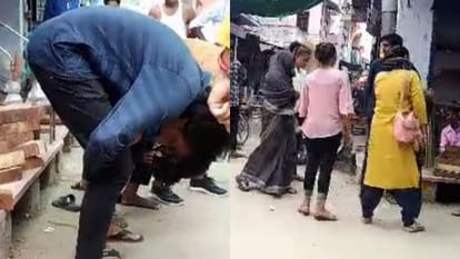 युवक को बनाया मुर्गा