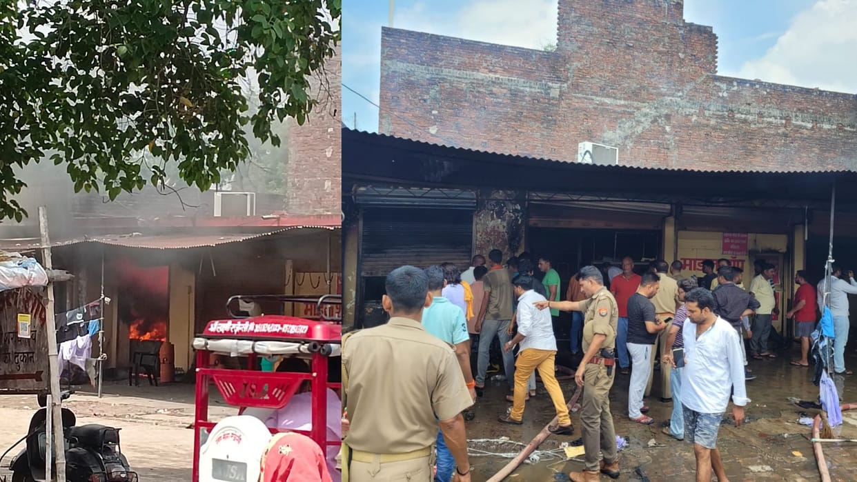 Fire broke out in a canteen of model shop in Mankapur Gonda.