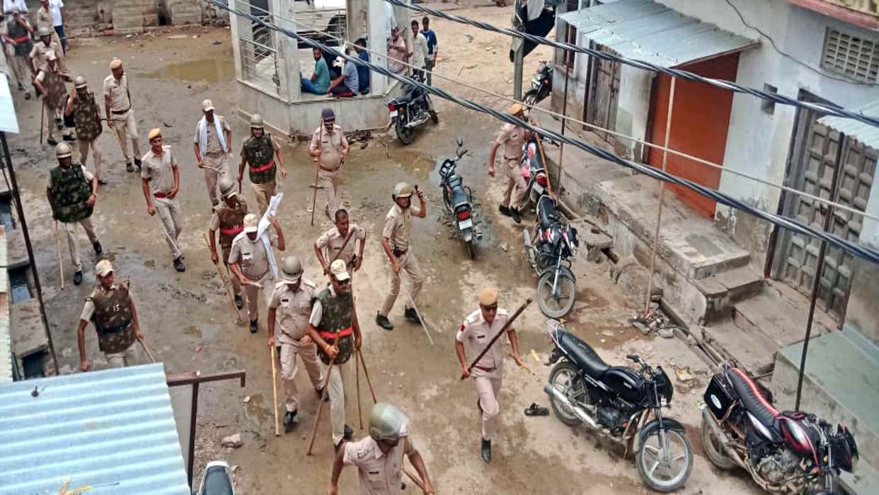 In Bhilwara Luharia village, two sides pelted stones on a girl student for making her drink urine.
