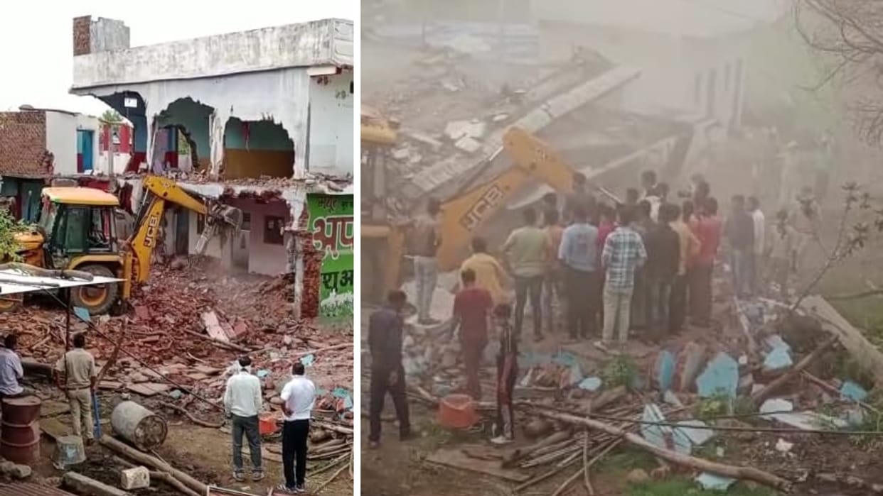 Sehore: Two storey building collapsed on JCB removing encroachment