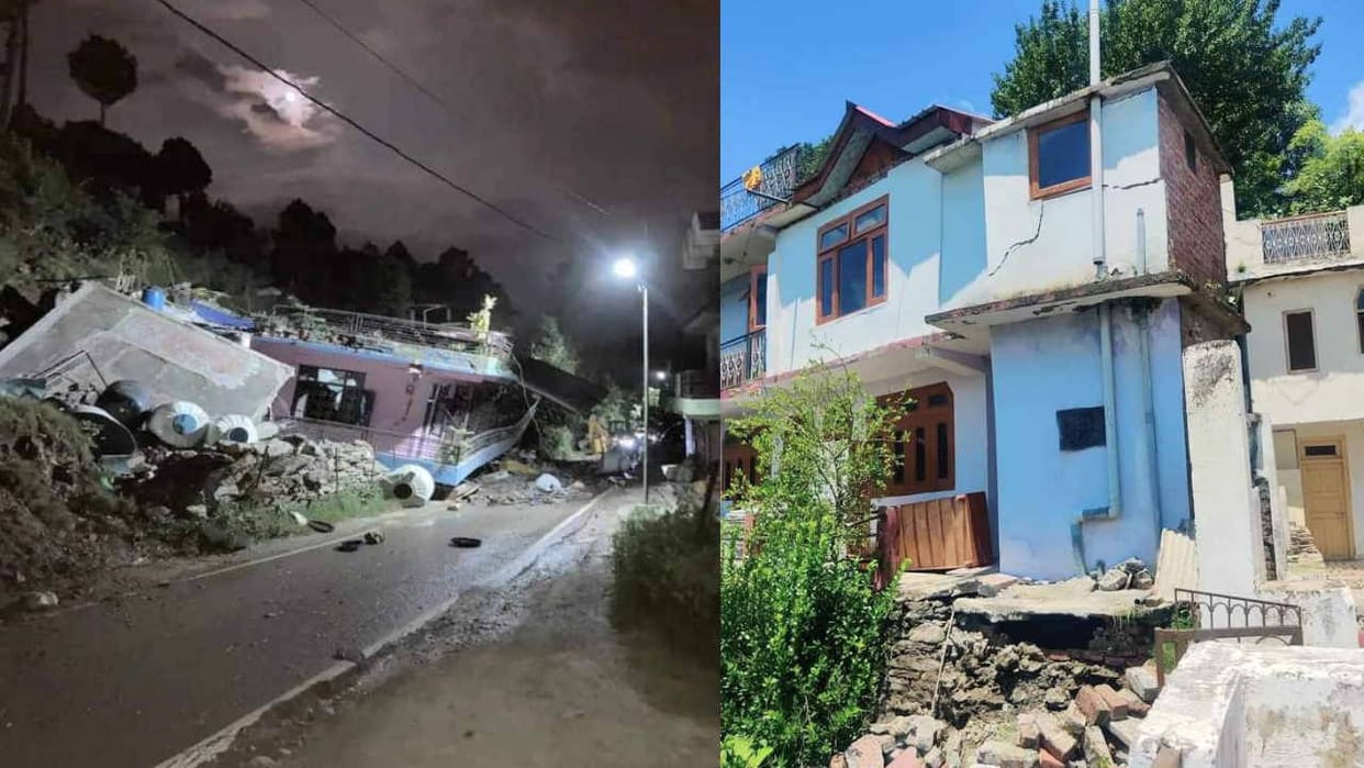 Due to heavy rains in Nirmand, two storey houses demolished, land sinking in Sharnal village of Darkali