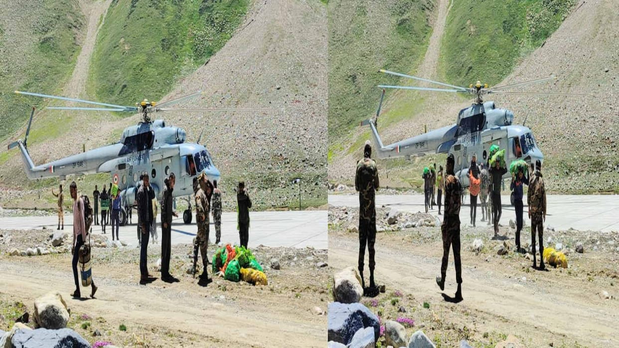 Air force helicopter delivered 1.95 ton ration to Dumati and Nithal Thach