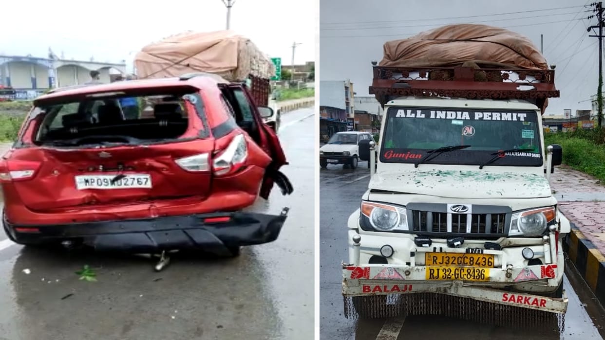 Dewas: Pickup collided with the car of Padma Shri Bhajan singer Prahlad Singh Tipania four injured in accident