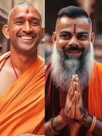 AI, Imagines, Indian Cricketers As Monks, featuring, Virat Kohli, Rohit Sharma, MS Dhoni, Sehwag