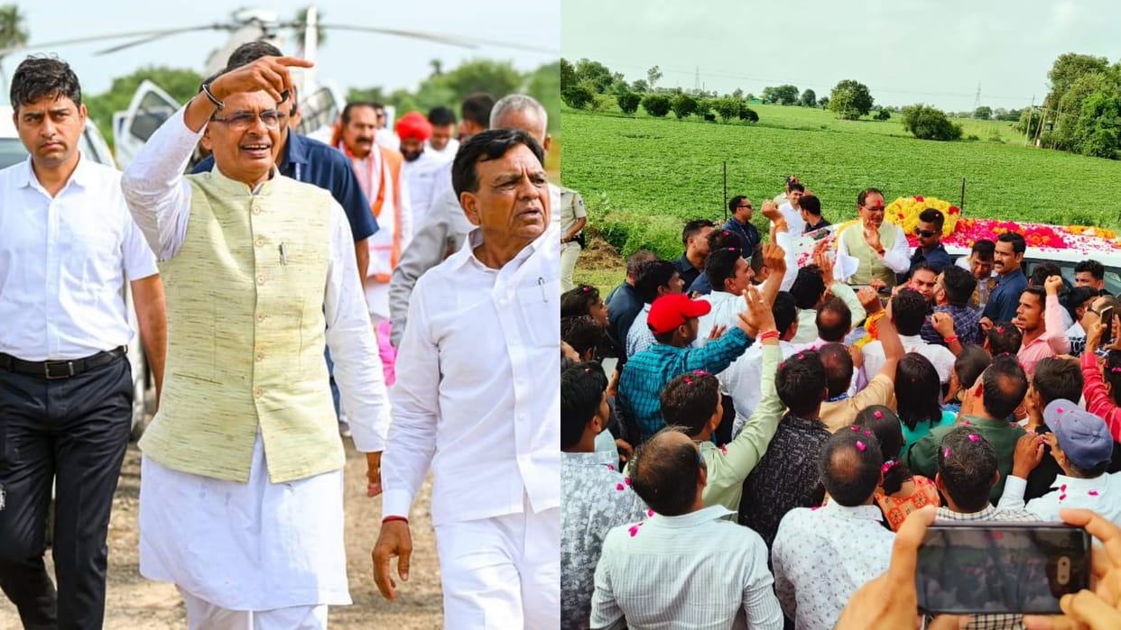 Mandsaur Congress-Karni Sena showed black flags at CM Shivraj roadshow in Pipliyamandi