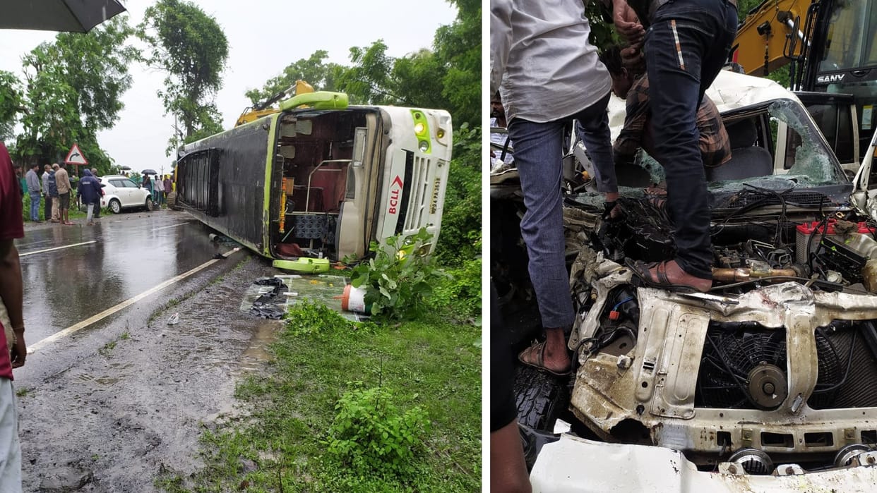Sehore: Two killed and seven injured in a collision between a chartered bus and Scorpio