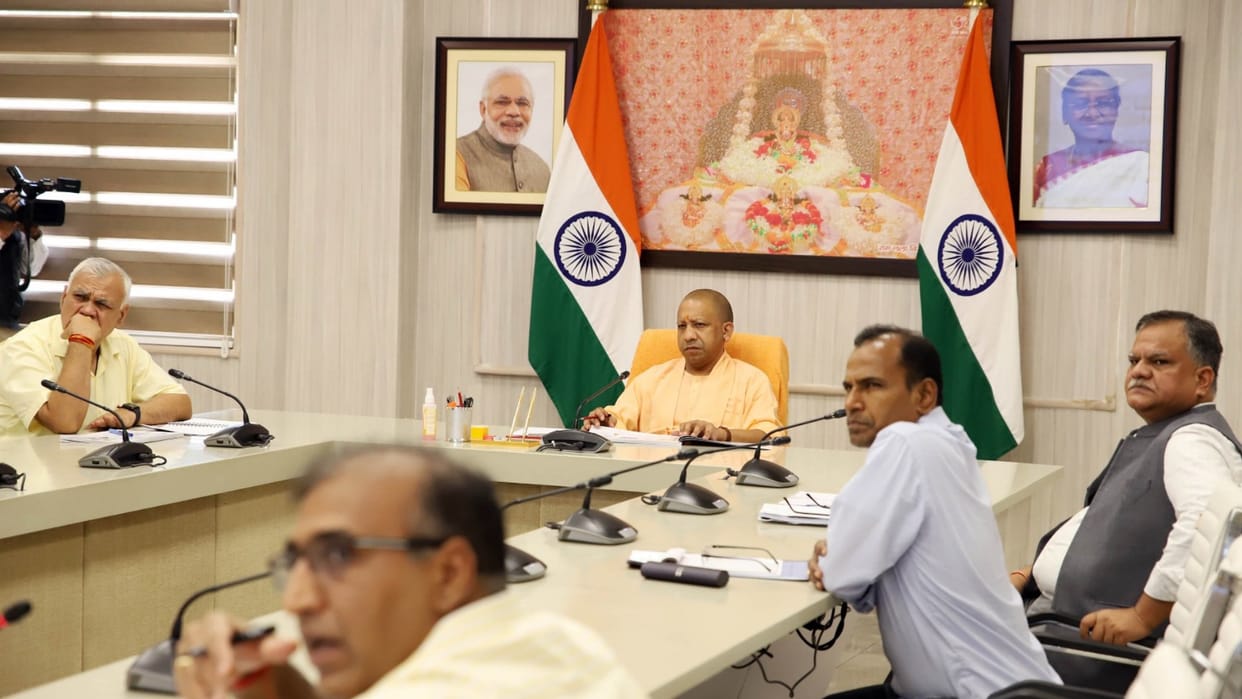 CM Yogi Adityanath takes meeting of Geology and Mining Department.