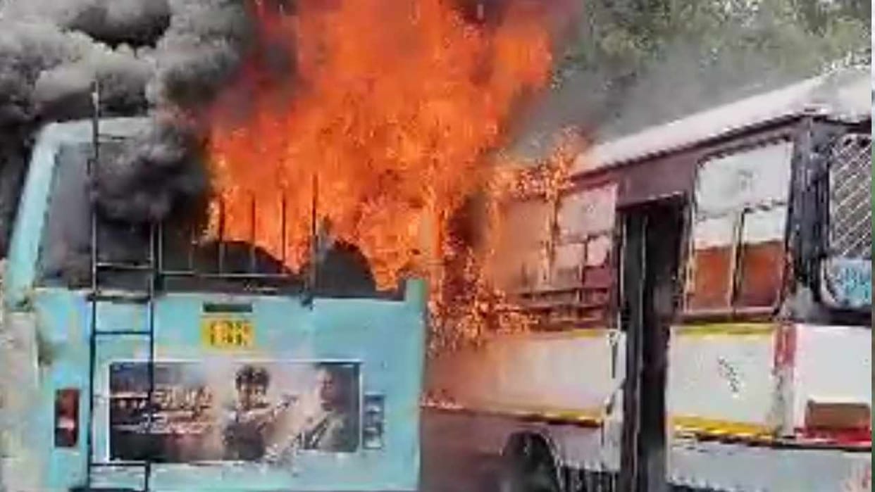 Fire broke out in three buses parked at Amritsar and Jalandhar depots