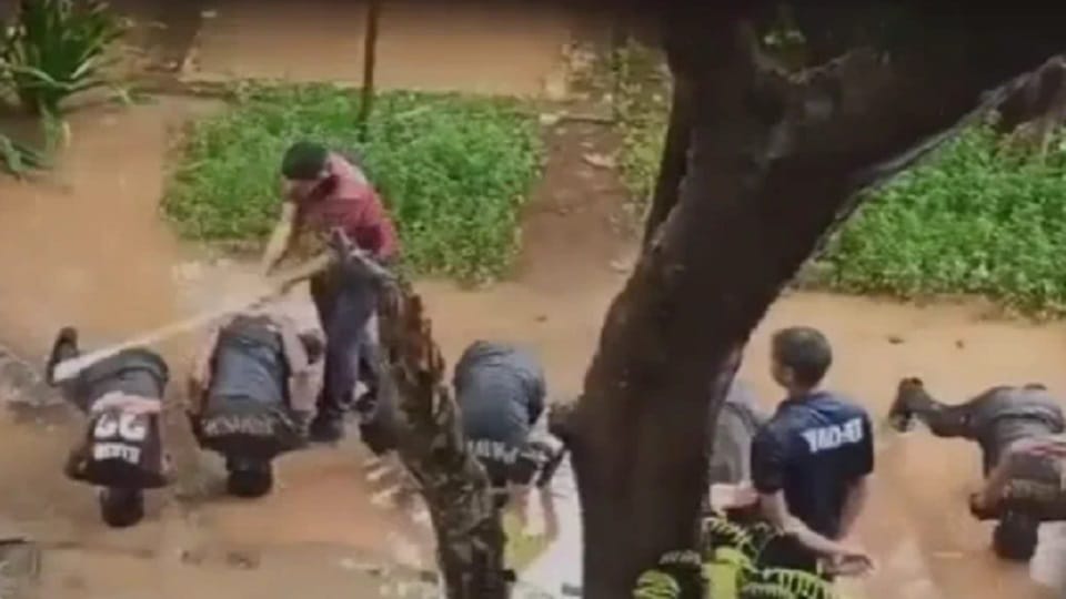 NCC instructor in Thane continuously showered sticks on cadets screamed video viral