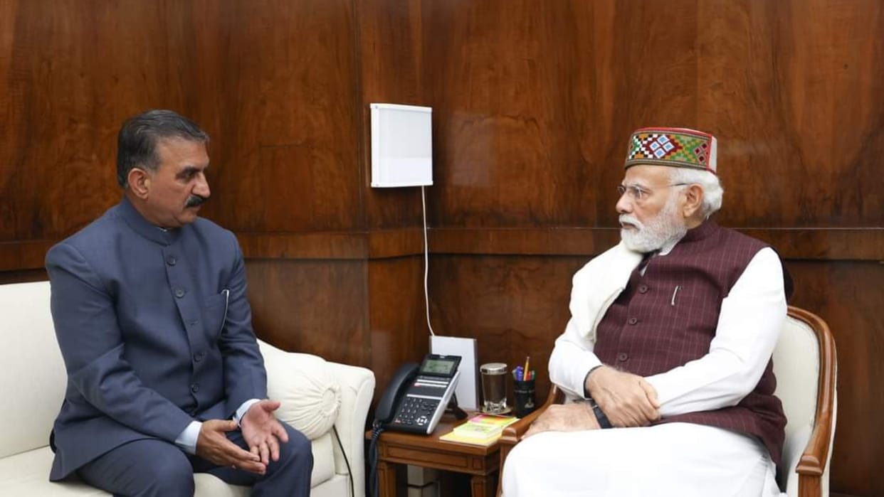 himachal flash floods 2023 cm sukhvinder singh sukhu meet pm narendra modi demands  Special Economic Package