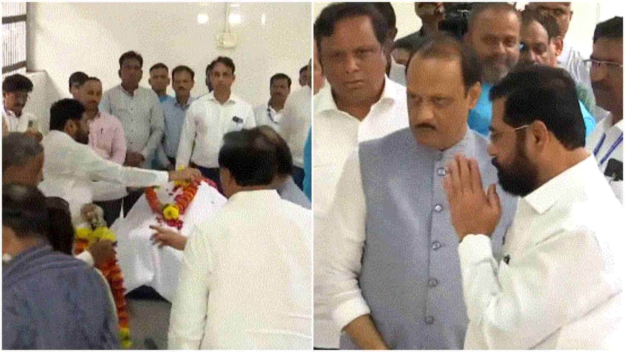 Nitin Desai Funeral: Maharashtra CM Eknath Shinde Deputy CM Ajit Pawar pay their last respects to art director