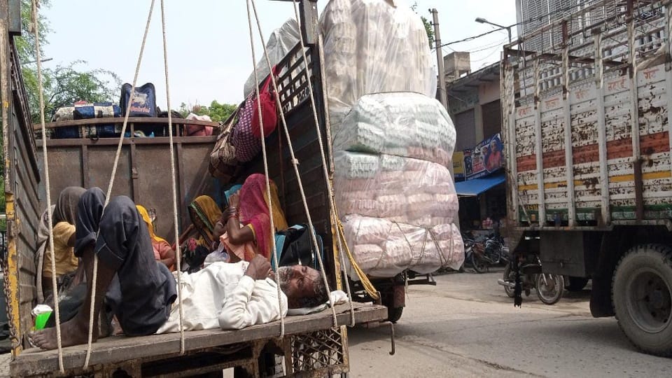 Even after the ban, people traveling in tractor-trolley, Max