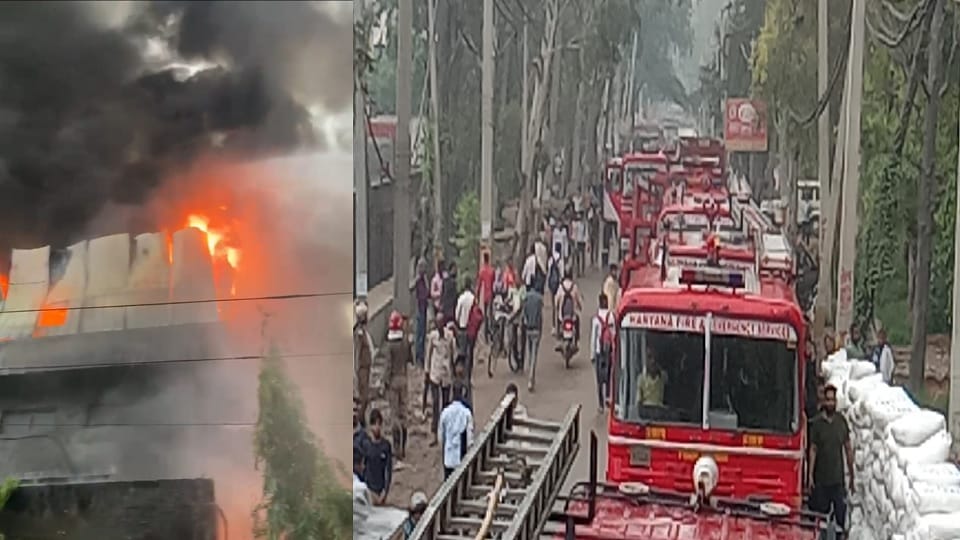Massive fire at Indo Impex packaging factory in Sonipat