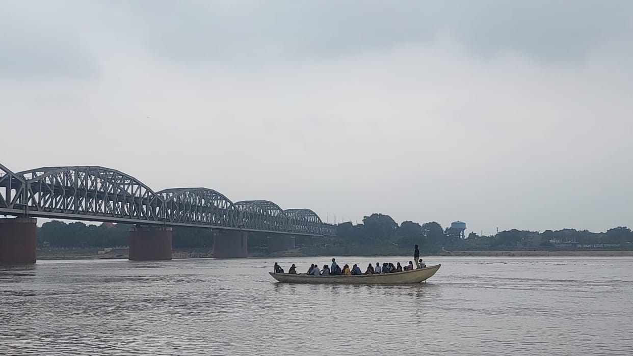 Ganga in spate life at risk Boating continues even after ban in varanasi Namo Ghat