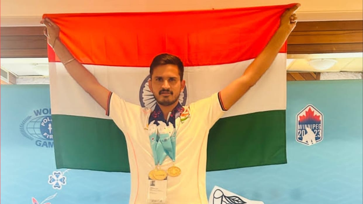 CRPF jawan Gagandeep Singh won three gold medals in the shooting event of the World Police and Fire Games-2023