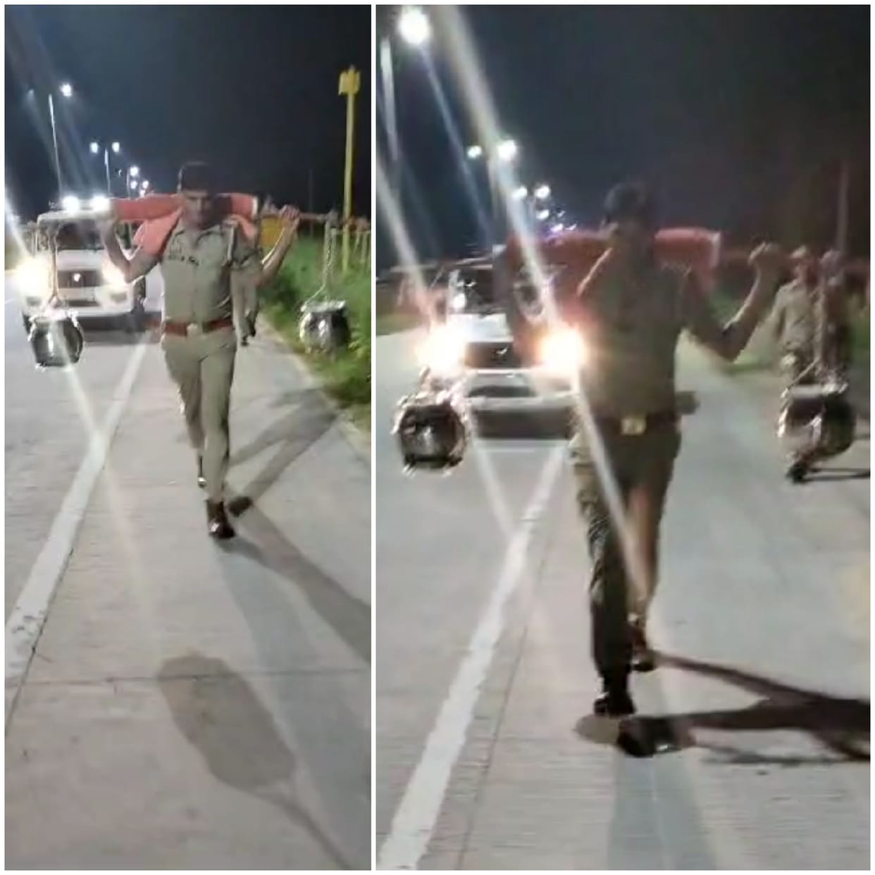 Kotwal himself lifted the kanwar of tired father and son