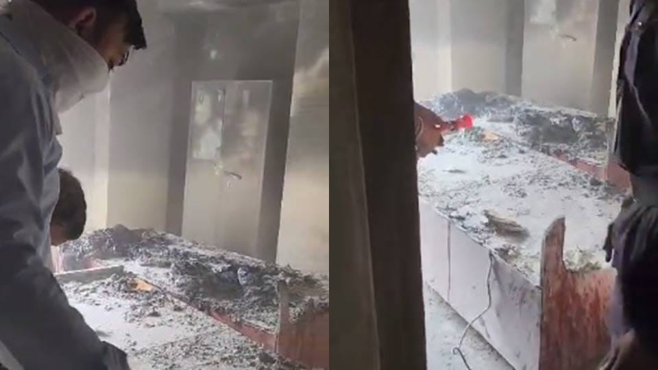Fire broke out in the flat of Radha Sky Garden Society