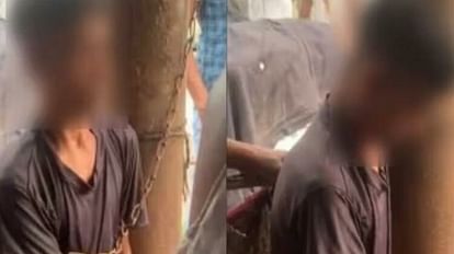 Video Viral: Horrible punishment given young man chaining, Moradabad police detained two