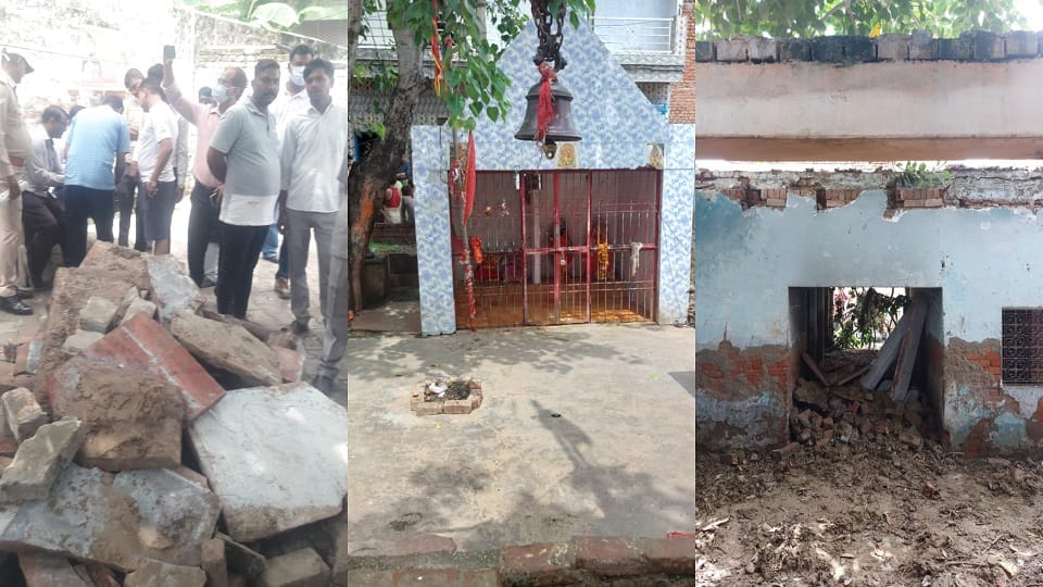 Shiva temple roof fell during worshiping many women getting buried death of one
