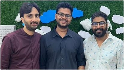 जतिन सोलंकी, आयुष बंसल, और विवेक गुप्ता (बाएं से दाएं)