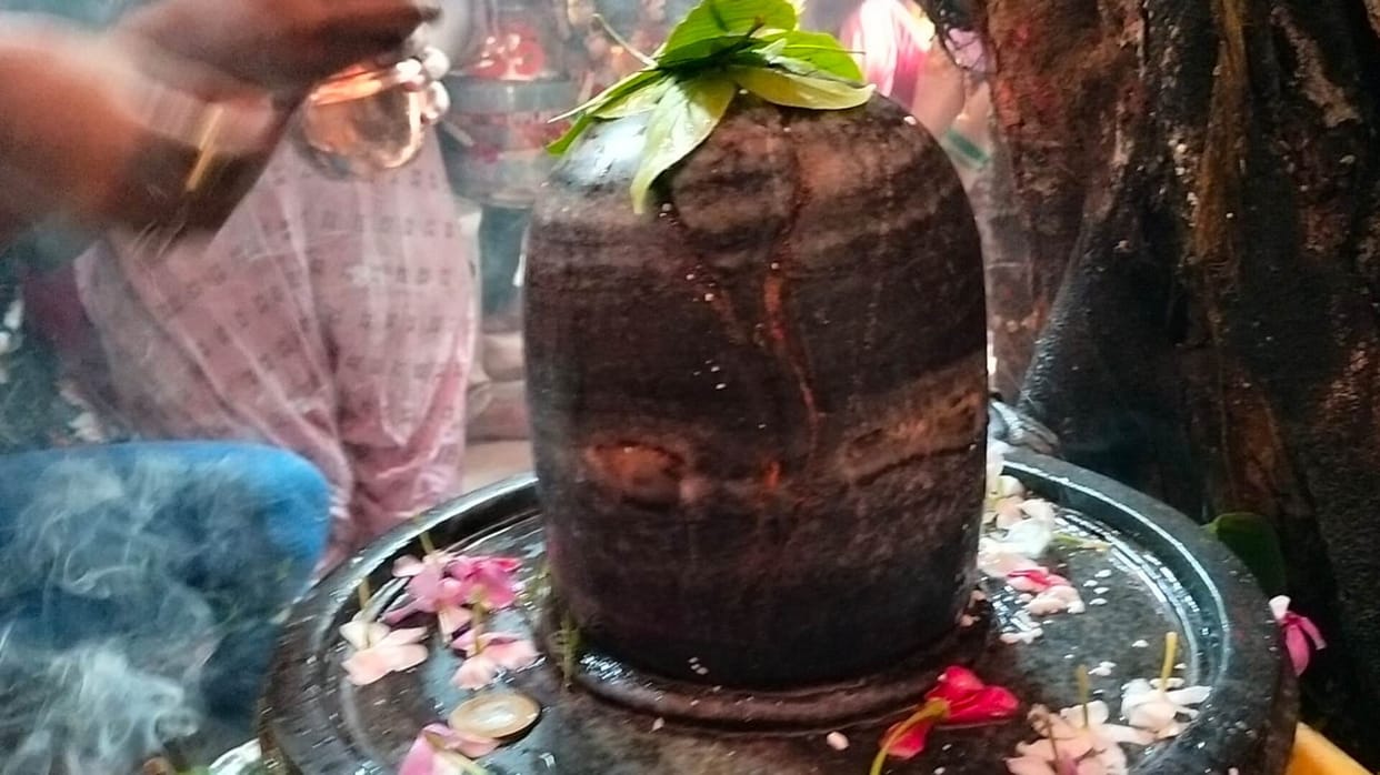 Sawan Somvar 2023 Shiva temple Rudrapur huge crowd gathered on seeing shape of eyes in Shivling Uttarakhand