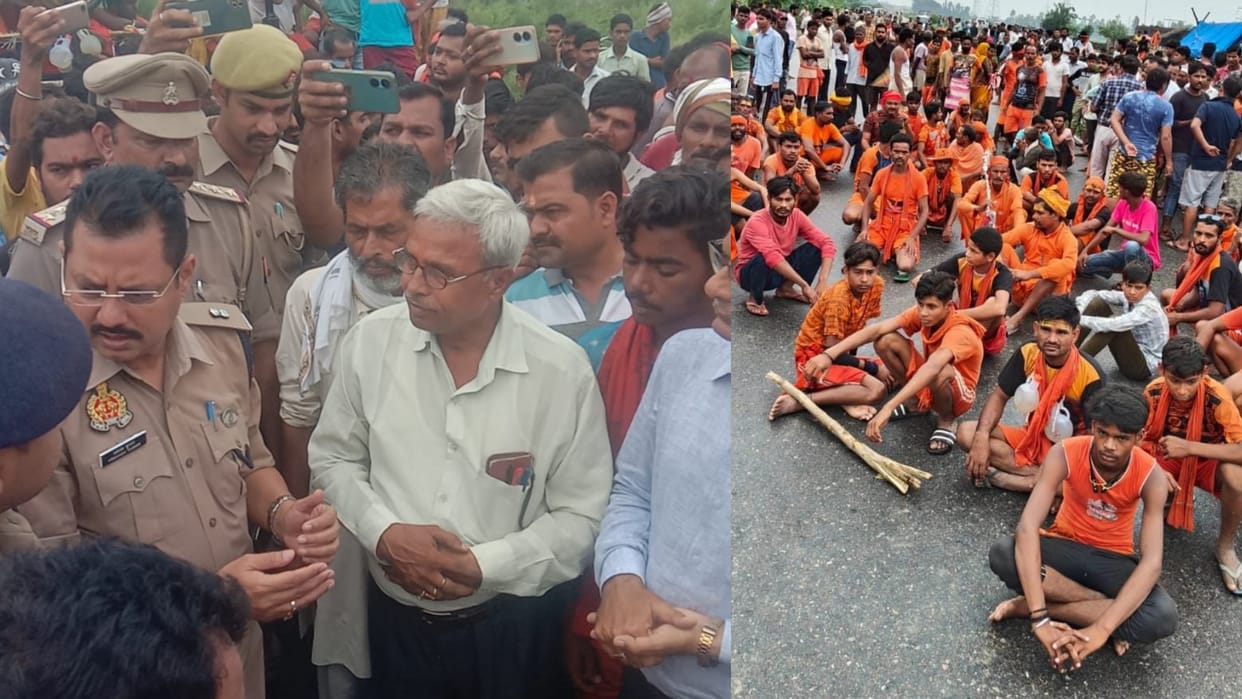 A bus trampled a Kavadiya in hargaon thana kshetra in Sitapur.