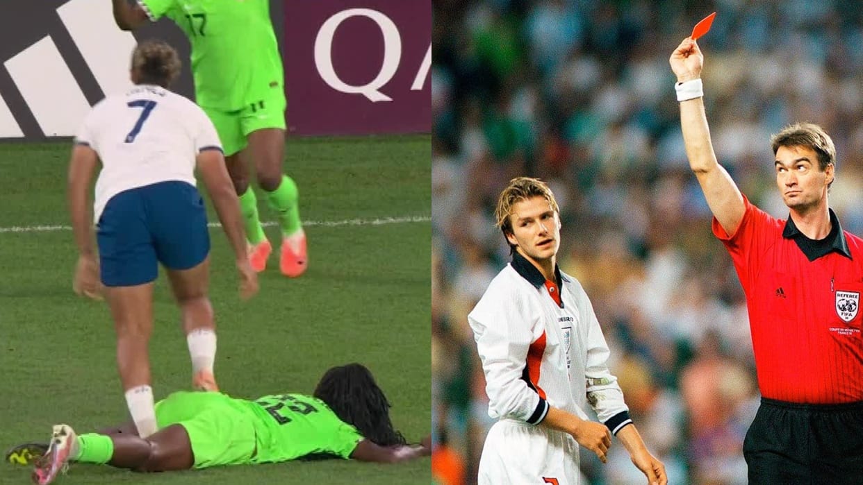 Video watch England Lauren James experiences her David Beckham moment Womens Football World Cup 2023
