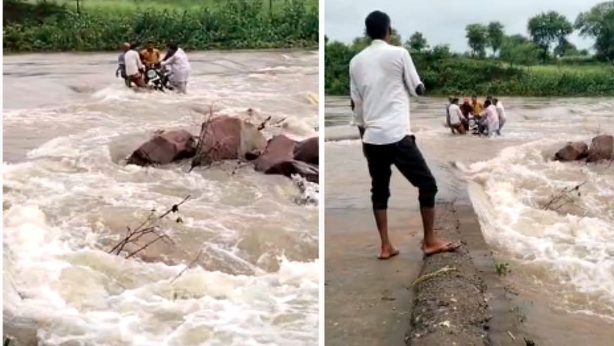 Four died due to drowning in four days in Katni, yet people are pulling out bikes from the strong current