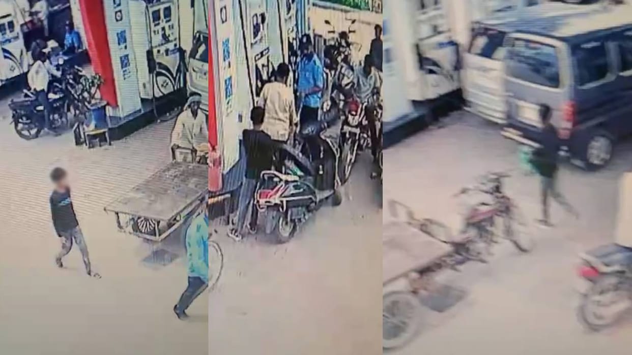boy stole three lakh rupees kept in trunk of businessman scooter at petrol pump in Agra