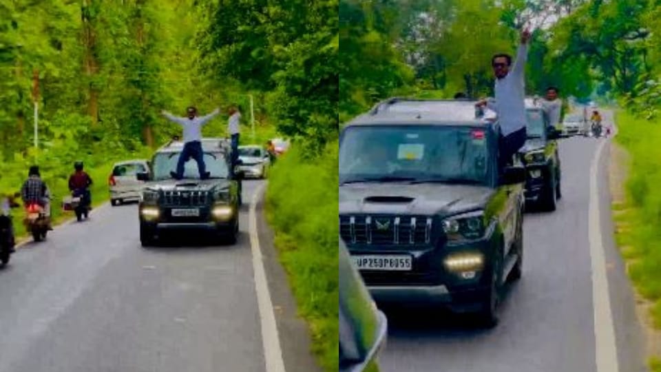 youths do stunt on cars police issued challan in bareilly