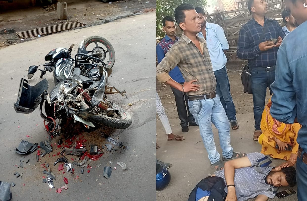 Tragic road accident in Kanpur, Dumper hit the bike, dragged the youth for 25 meters, both legs fractured
