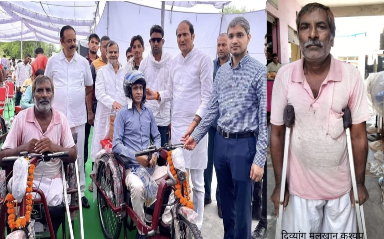 Shamli: motorized tricycle given to Divyang, get Photograph, taken back after Minister and DM left