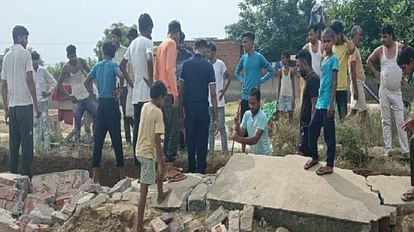 Playground wall collapses in foundation digging