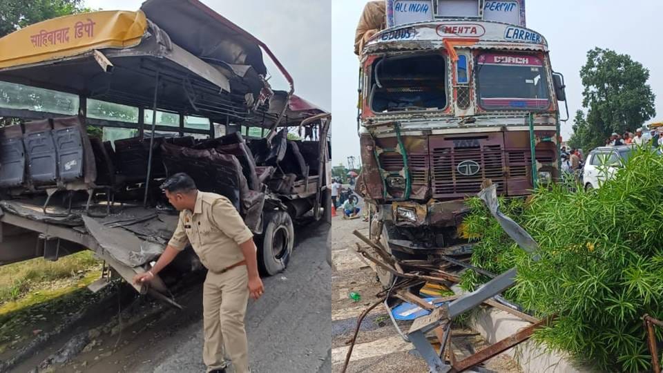 Four killed more than 10 injured in truck and roadways bus collision in Bulandshahr