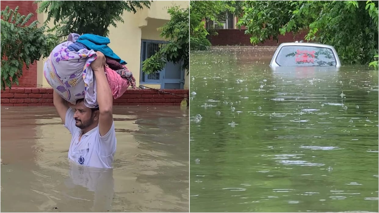 Three to four feet drain water filled in Hydel Colony of Yamunanagar, flood like situation