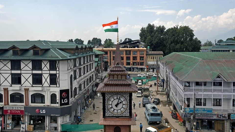 Srinagar Lal Chowk redevelop National flag adorns Clock Tower ahead of Independence Day