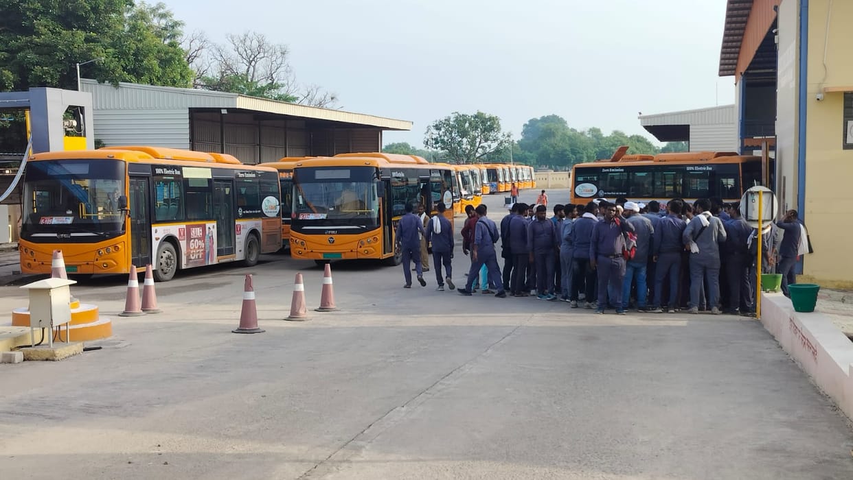 Hundreds of electric bus operators protest, alleging not getting salary for six months, passengers upset