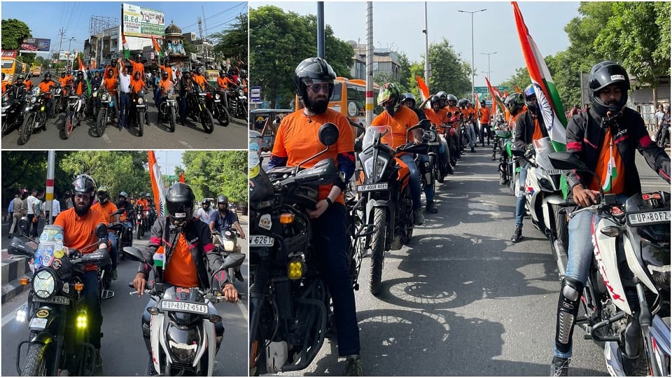 Maa Tujhe Pranam Tiranga vehicle rally welcomed with rose petals In agra