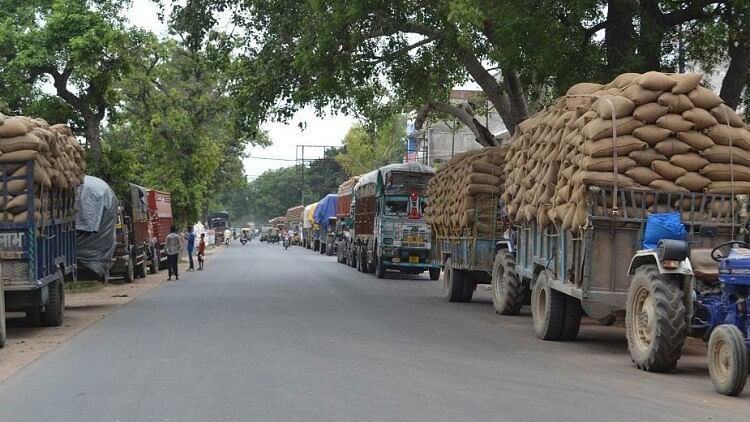 Hathras News: अलीगढ़ रोड पर लदे हुए ट्रकों ने फिर लगाया जाम, कांटे पर तौल के लिए खड़े रहे वाहन