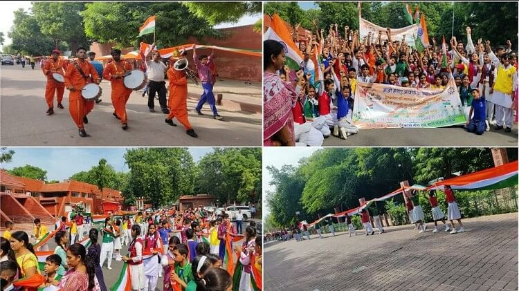 Tiranga Yatra: ताज के साये में लहराया एक किलोमीटर लंबा तिरंगा, बच्चों ने जगाई देशभक्ति की अलख; देखें तस्वीरें