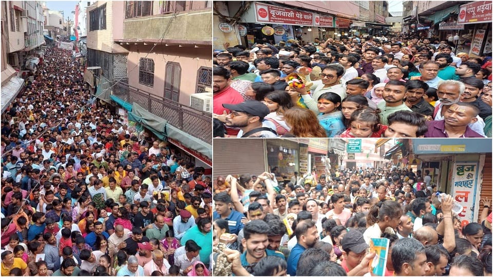 Banke Bihari Temple Devotees 10 minutes distance takes two and a half hours surprised to see pictures of the c