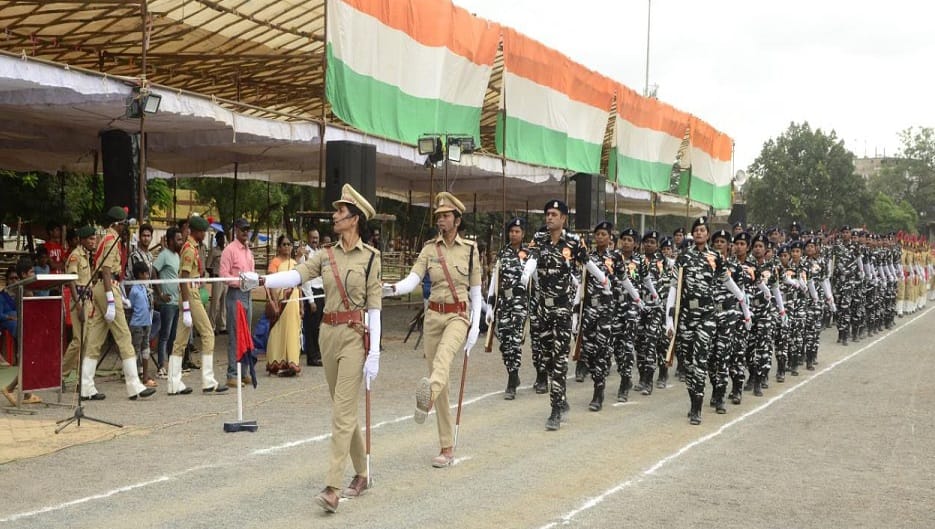 final rehearsal for preparations main function of Independence Day was done at Lalbagh Maidan Jagdalpur