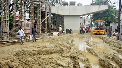 Sixlane flyover and ring road work stuck due to rain